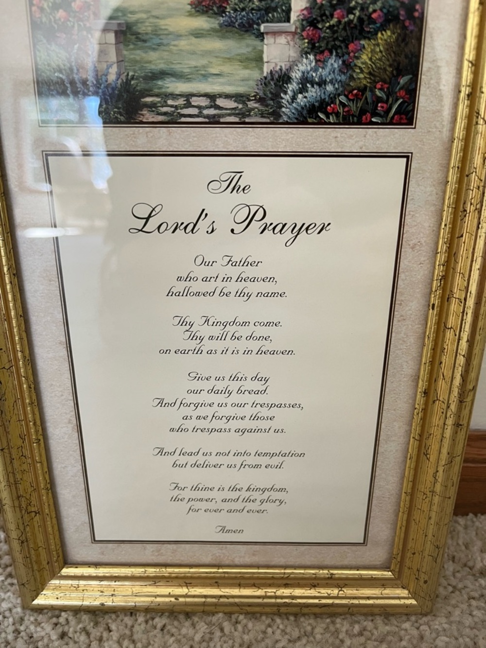 Framed "The Lord's Prayer" Scripture Print in Gold Frame